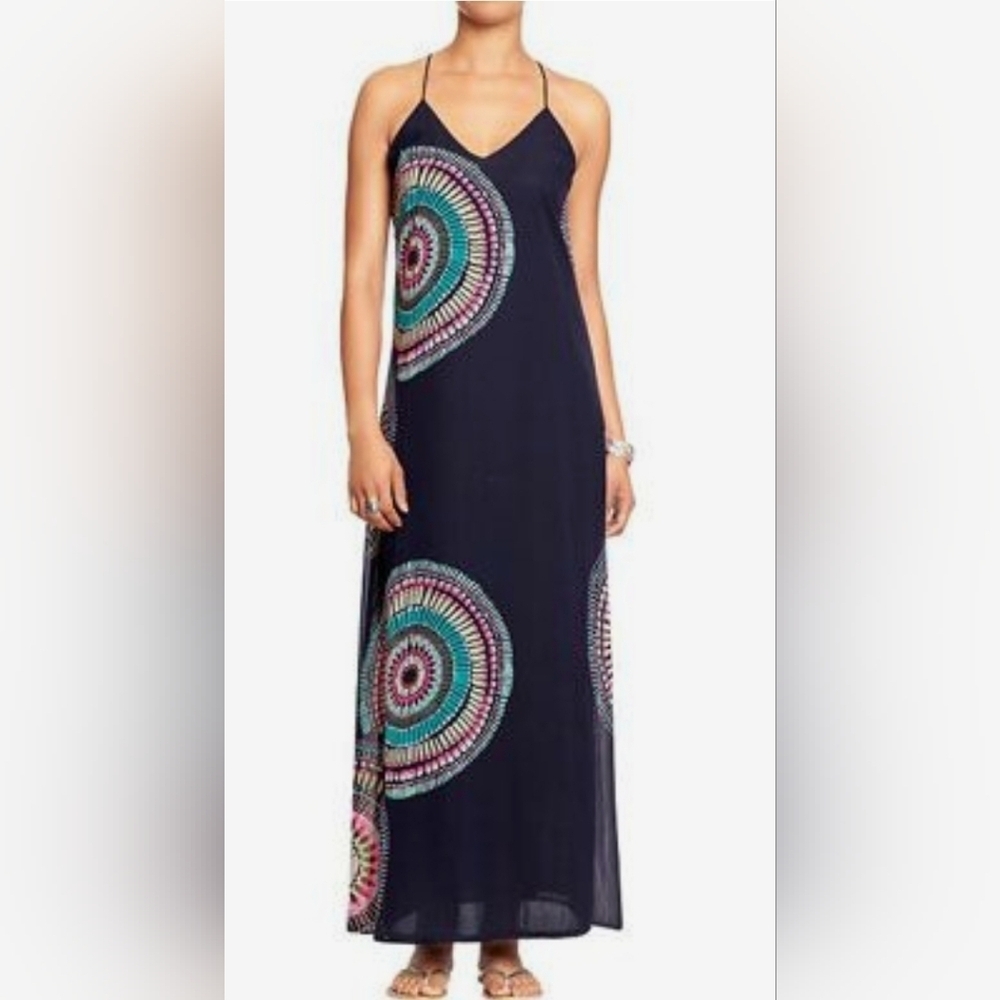 Old Navy Dress Women's Blue Pink Maxi Long Halter Chiffon Lined Casual XS